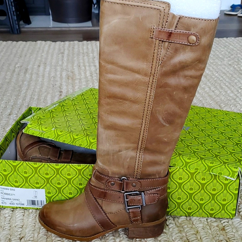 Gianni Binni tan leather riding boots